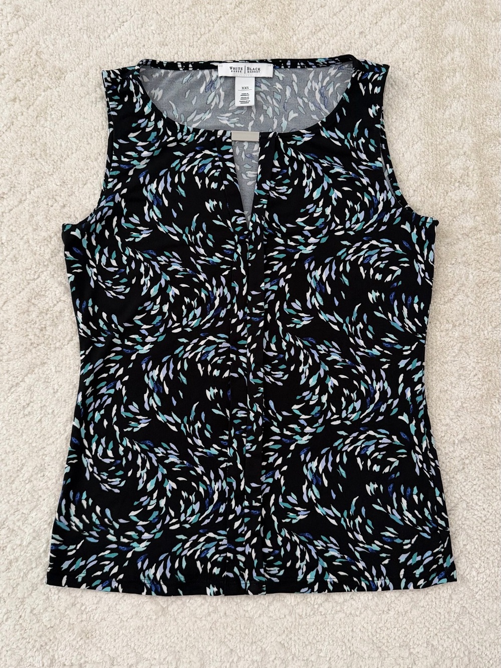 White House Black Market Black
Abstract Swirl Print Sleeveless
Shell Top